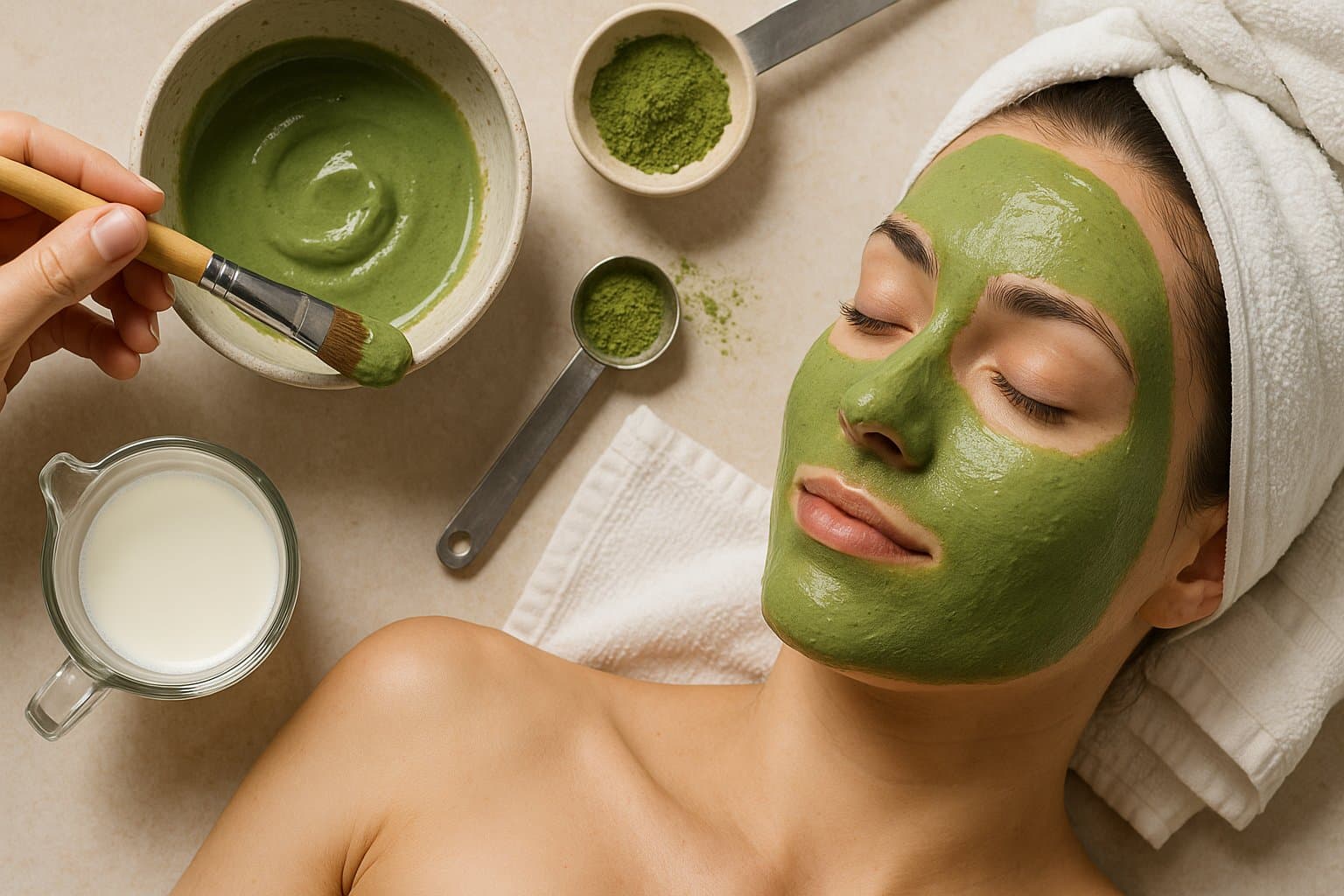 mascarilla facial con matcha